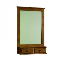 Shoal Creek Collection 42.3 in H x 27.4 in. W Oiled Oak Framed Mirror with Storage Drawers