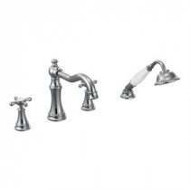 Weymouth 2-Handle Diverter Deck-Mount High-Arc Roman Tub Faucet Trim Kit with Hand Shower in Chrome (Valve Not Included)