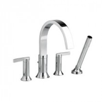 Berwick Lever 2-Handle Deck-Mount Roman Tub Faucet with HandShower in Polished Chrome