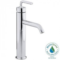 Purist Tall Single Hole Single Handle Low-Arc Bathroom Faucet with Straight Lever Handle in Polished Chrome