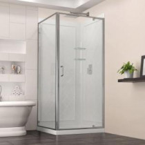Flex 32-7/16 to 36-7/16 in. x 72 in. Framed Pivot Shower Door in Chrome with Backwalls and 36 in. x 36 in. Base