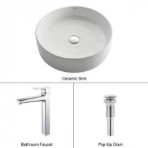 Round Ceramic Sink in White with Virtus Faucet in Chrome