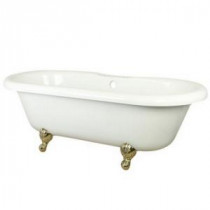 5.6 ft. Acrylic Polished Brass Claw Foot Double Ended Tub in White