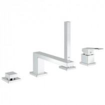 Eurocube Single Handle Deck-Mount Roman Tub Filler with Personal Hand Shower in StarLight Chrome
