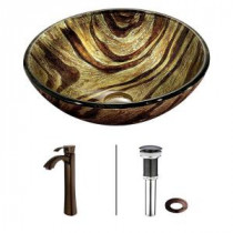 Zebra Vessel Sink in Multicolor with Faucet in Oil Rubbed Bronze