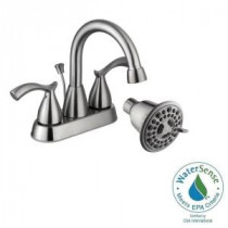 Edgewood 4 in. 2-Handle High-Arc Bathroom Faucet with Bonus 3-Spray Showerhead in Brushed Nickel