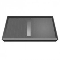 36 in. x 60 in. Single Threshold Shower Base with Center Drain and Tileable Trench Grate