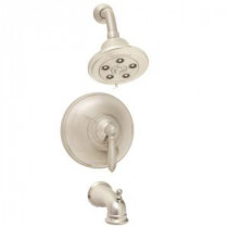 Alexandria Pressure Balance Valve and Trim in Shower Combination and Tub Spout in Brushed Nickel