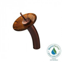 Single Hole 1-Handle Waterfall Faucet in Oil Rubbed Bronze with Walnut Shell Glass Disc