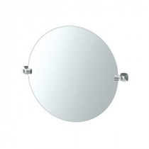 Jewel 29.25 in. x 25 in. Frameless Single Large Round Mirror in Chrome