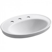 Serif Ceramic Drop-in Bathroom Sink in White