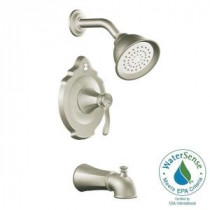 Vestige 1-Handle Posi-Temp Tub and Shower with Moenflo XL Eco-Performance Single Function Showerhead in Brushed Nickel