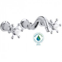 Antique 8 in. 2-Handle Wall-Mount Low-Arc Bathroom Faucet Trim Only in Polished Chrome