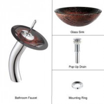 Vessel Sink in Lava with Waterfall Faucet in Chrome