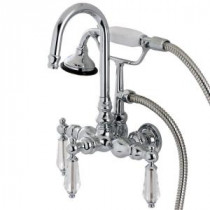 Crystal 3-Handle Claw Foot Tub Faucet with Hand Shower in Polished Chrome