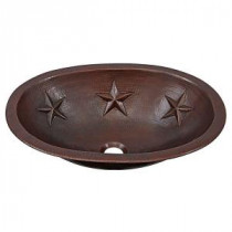 Franklin Star Custom Made Dual Mount Handmade Pure Solid Copper Bathroom Sink with Bowl Design in Aged Copper