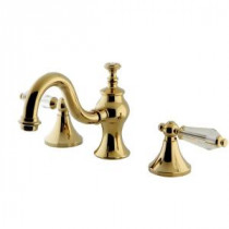 Victorian Crystal 8 in. Widespread 2-Handle Mid-Arc Bathroom Faucet in Polished Brass