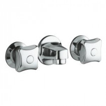 Triton 2-Handle Wall Mount Bathroom Faucet with Grid Drain and Standard Handles in Polished Chrome
