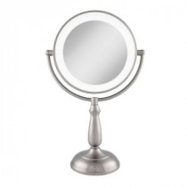 11 in. x 17.25 in. LED Lighted Dimmable Touch Vanity Mirror in Satin Nickel