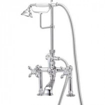 RM24 3-Handle Claw Foot Tub Faucet with Handshower in Satin Nickel