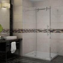 Langham 48 in. x 35 in. x 77-1/2 in. Completely Frameless Shower Enclosure in Stainless Steel with Left Base