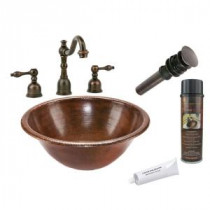 All-in-One Round Self Rimming Hammered Copper Bathroom Sink in Oil Rubbed Bronze