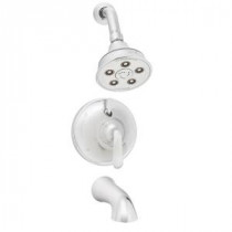 Caspian Pressure Balance Valve and Trim in Shower Combination and Tub Spout in Polished Chrome