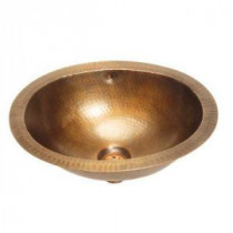 Self-Rimming Copper Oval Bathroom Sink in Weathered Copper