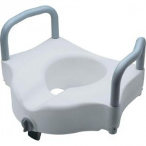 Locking Elevated Toilet Seat with Arms and Microban in White