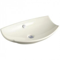 Leaf Fireclay Vessel Above-Counter Bathroom Sink in Biscuit