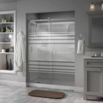 Phoebe 60 in. x 71in. Semi-Framed Contemporary Style Sliding Shower Door in Nickel with Transition Glass