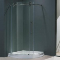 Sanibel 40.5 in. x 79.5 in. Frameless Bypass Shower Enclosure in Stainless Steel and Right Base