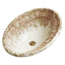 Centerpiece Self-Rimming Bathroom Sink with Tale of Briar Rose Design in Biscuit