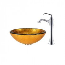 Orion Glass Vessel Sink and Ventus Faucet in Chrome