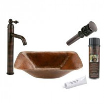 All-in-One Rectangle Hand Forged Old World Copper Vessel Sink in Oil Rubbed Bronze