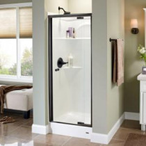 Lyndall 31-1/2 in. x 66 in. Semi-Framed Pivoting Shower Door in Oil Rubbed Bronze with Clear Glass