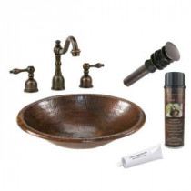 All-in-One Small Oval Self Rimming Hammered Copper Bathroom Sink in Oil Rubbed Bronze