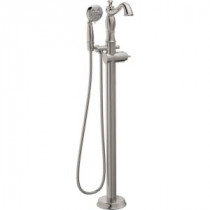 Cassidy 1-Handle Floor-Mount Roman Tub Faucet Trim Kit with Hand Shower in Stainless (Valve and Handle Not Included)
