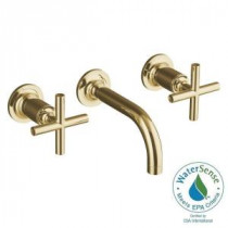 Purist Wall-Mount 2-Handle Bathroom Faucet Trim Kit in Vibrant Modern Polished Gold