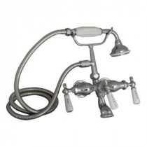 Porcelain Lever 3-Handle Claw Foot Tub Faucet with Hand Shower in Chrome