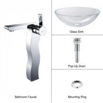 Vessel Sink in Crystal Clear Glass with Sonus Faucet in Chrome