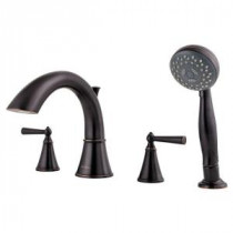 Saxton 2-Handle Deck Mount Roman Tub Faucet with Handshower Trim Kit in Tuscan Bronze (Valve Not Included)