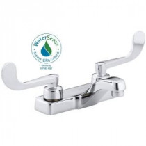 Triton 4 in. Centerset 2-Handle Low-Arc Bathroom Faucet in Polished Chrome Less Drain