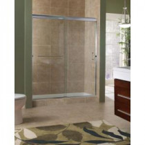Marina 48 in. x 76 in. H. Semi-Framed Sliding Shower Door in Brushed Nickel with 3/8 in. Clear Glass