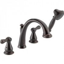 Leland 2-Handle Deck-Mount Roman Tub Faucet with Hand Shower Trim Kit Only in Venetian Bronze (Valve Not Included)