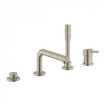 Concetto Single Handle Deck-Mount Roman Tub Filler with Personal Hand Shower in Brushed Nickel InfinityFinish