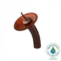 Single Hole 1-Handle Waterfall Faucet in Oil Rubbed Bronze with Mahogany Moon Glass Disc