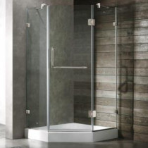 Piedmont 38.125 in. x 78.75 in. Frameless Neo-Angle Shower Enclosure in Brushed Nickel with Base in White