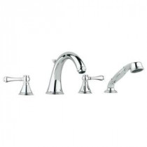 Geneva 2-Handle Deck-Mount Roman Tub Faucet with Hand Shower in StarLight Chrome