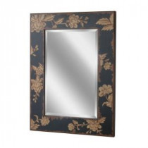 32-1/2 in. x 23-1/2 in. Bold Blossom Mirror in Black Background with Earth Tone Floral
